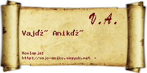 Vajó Anikó névjegykártya
